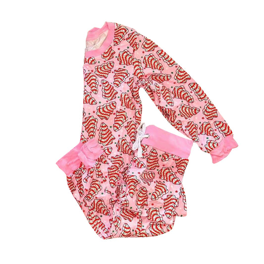 Preorder GLP2757 Christmas Tree Cookie Star Pink Long Sleeve Pants Girls Pajamas Set 202508