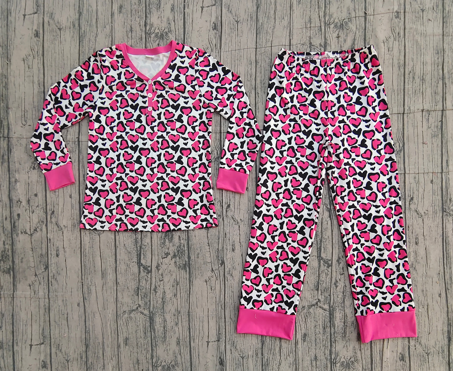 NO MOQ Preorder GLP2826 Adult Female  Valentine's Day Rose Red Long Sleeve Pants Pajamas Sets 202512