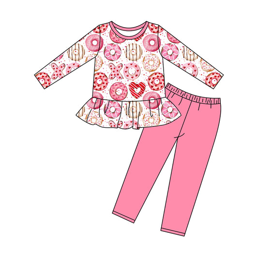 MOQ 8 Preorder GLP2848 Valentine's Day Pink Long Sleeve Pants Girls Set 202509