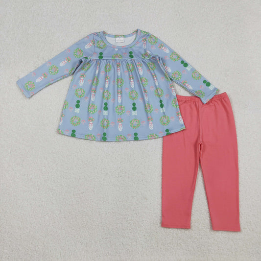 GLP2868 Christmas Flower Long Sleeve Pants Girls Set 202510 RTS