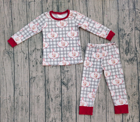GLP2885-XS-3XL Thanksgiving Plaid Turkey Long Sleeve Pants Girls Set 202510 RTS