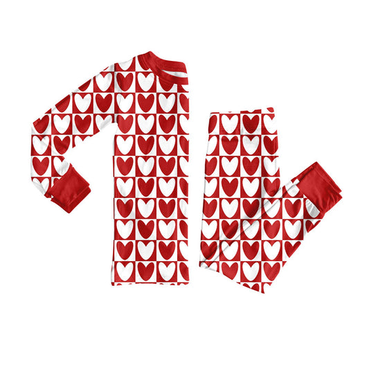 MOQ 8 Preorder GLP2914 Valentine‘s Day Love Plaid Long Sleeve Pants Girls Pajamas Set 202509