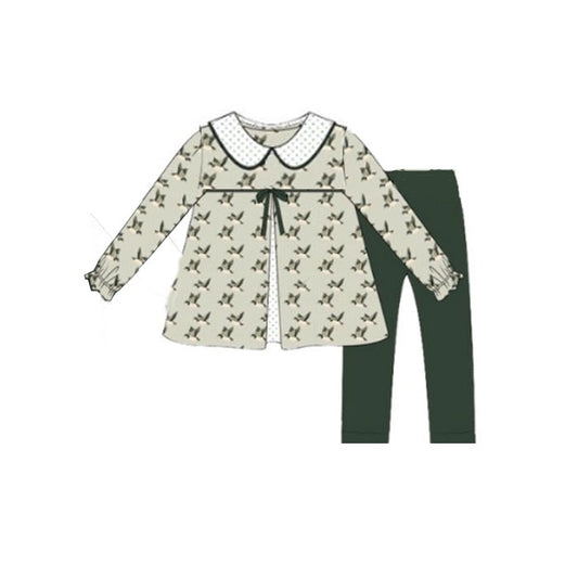 MOQ 8 Preorder GLP2944 Duck Hunting Doll Collar Long Sleeve Pants Girls Set 202510