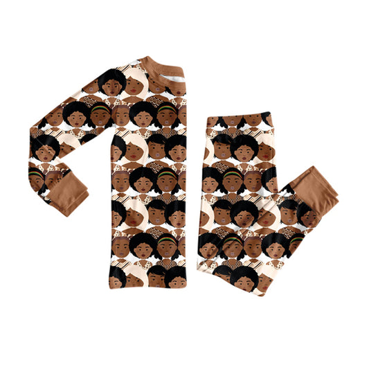 MOQ 8 Preorder GLP2948 Black History Month Photo Long Sleeve Pants Girls Pajamas Set 202510