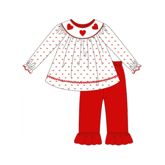 MOQ 5 Preorder GLP3039 Valentines Day Love White Red Long Sleeve Pants Girls Set 202510