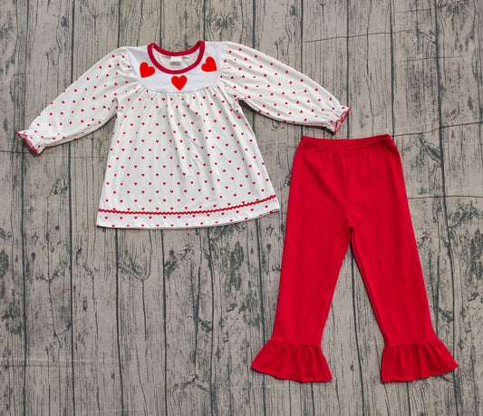 NO MOQ Preorder GLP3039 Valentines Day Love White Red Long Sleeve Pants Girls Set 202510