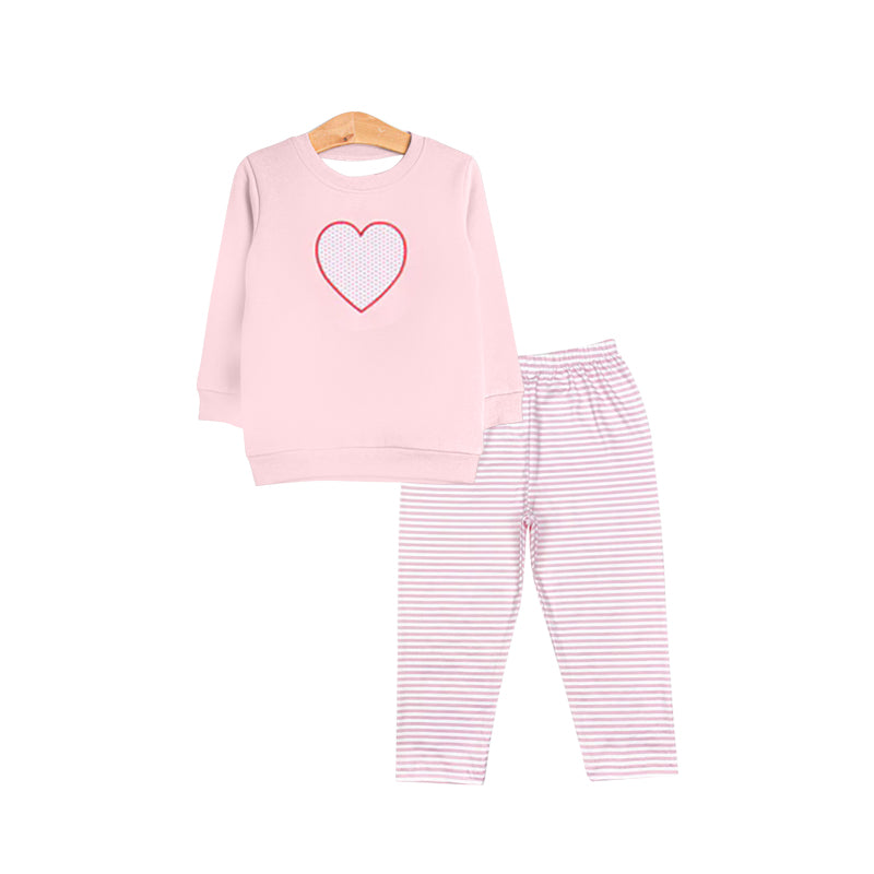 MOQ 5 Preorder GLP3068 Valentines Day Pink Love Long Sleeve Pants Girls Sets 202510