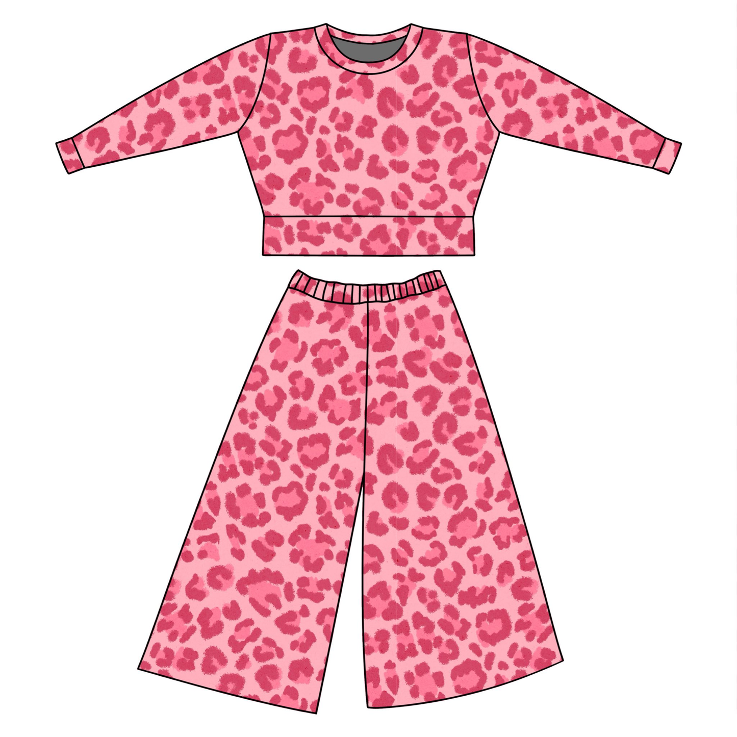 MOQ 5 PCS Preorder GLP3228 Rose Red Leopard Long Sleeve Pants Girls Sets 202511