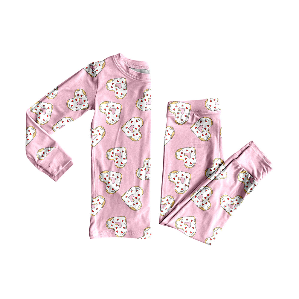 MOQ 5 PCS Preorder GLP3245 Valentines Day Love Pink Long Sleeve Pants Girls Pajama Set 202512