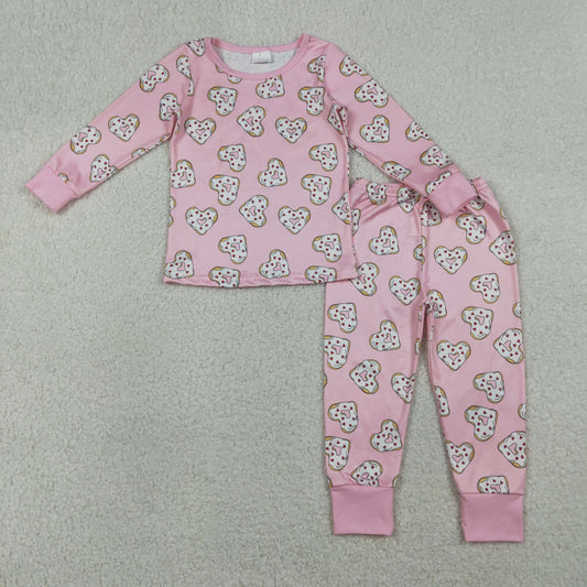 GLP3245 Valentines Day Love Pink Long Sleeve Pants Girls Pajama Set 202601 RTS