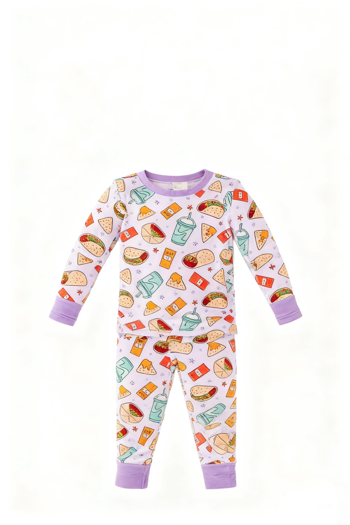 MOQ 5 PCS Preorder GLP3258 Burrito Drink Star Purple Long-Sleeved Pants Girls Pajama Set 202512