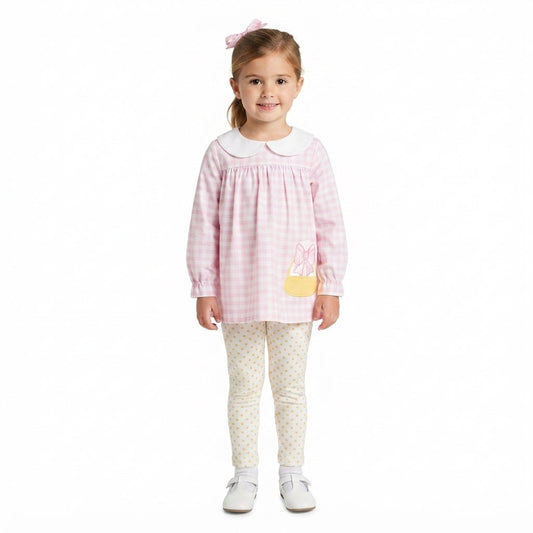 GLP3320 Embroidery Candy Corn Bows Pink Plaid Dots Girls Set 202609 RTS