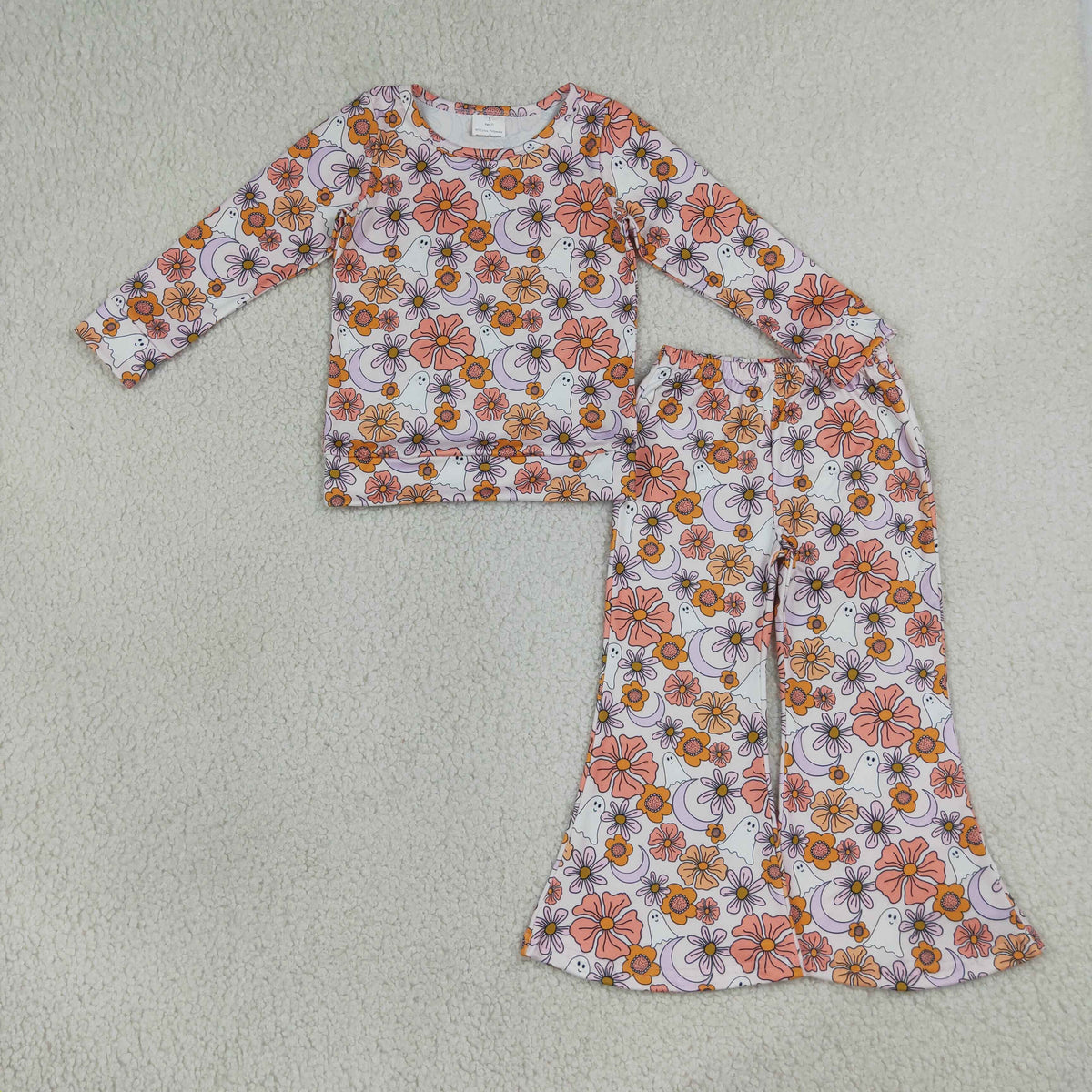 Halloween Girls' Outfits Long Sleeve Top & Flare Pants Kids Matching Clothes