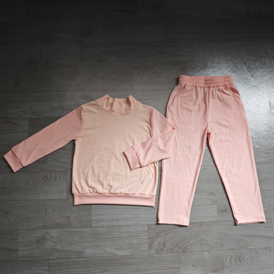 NO MOQ Preorder GLP3410 Solid Pink Long-Sleeved Pants Girls Sets 202607 Daughter & Mom Matching Sweatshirt and Sweatpants Set