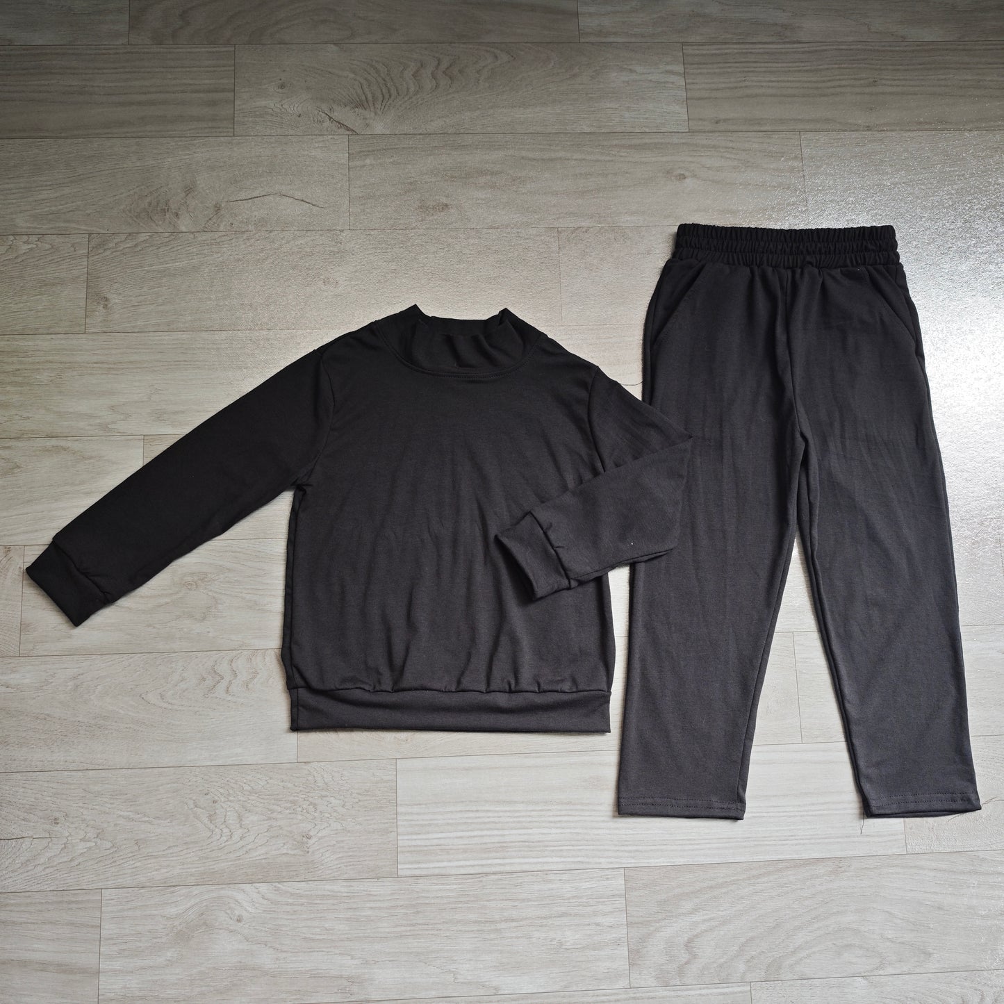 NO MOQ Preorder GLP3411 Solid Black Long-Sleeved Pants Girls Sets 202607 Daughter & Mom Matching Outfits