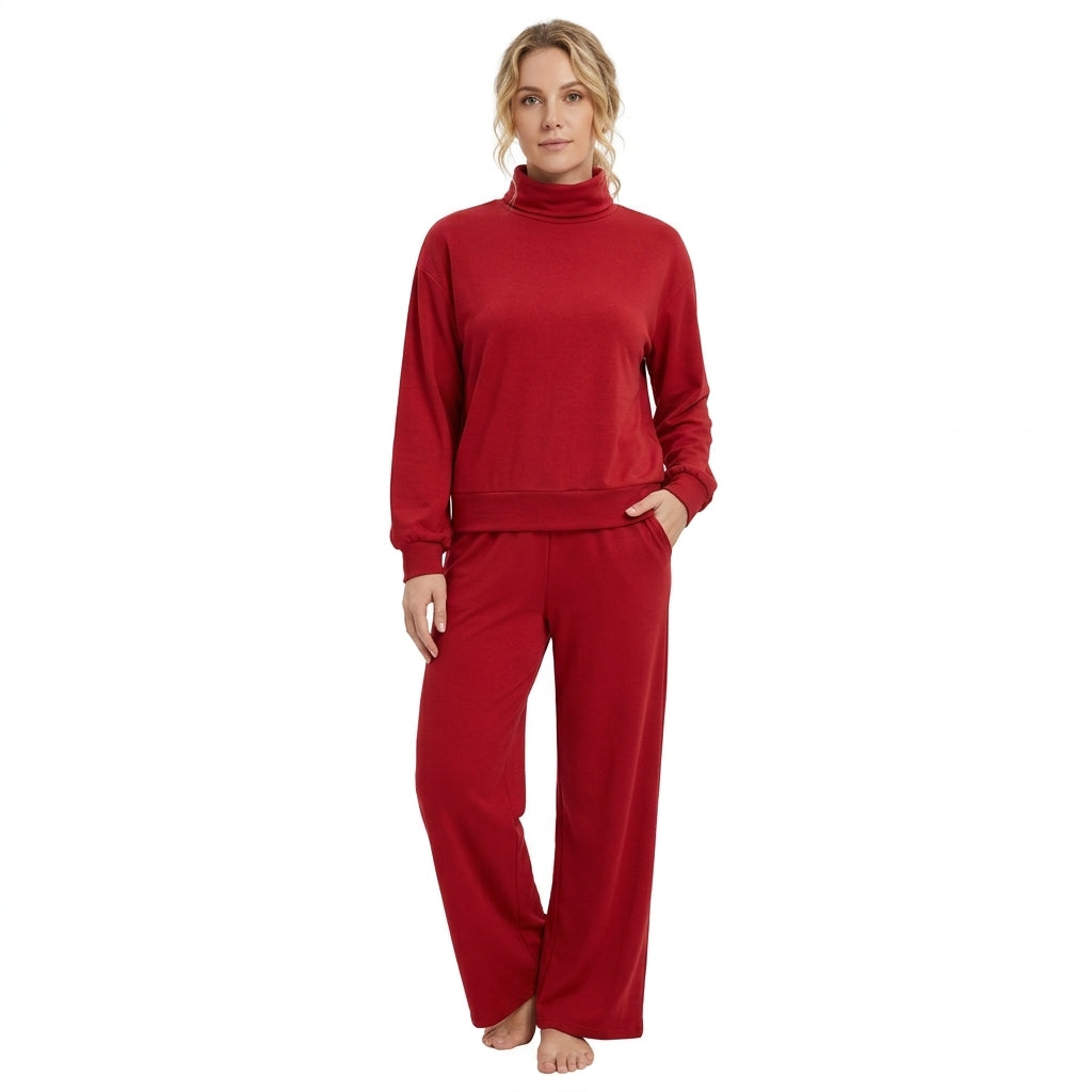 GLP3418 Solid Color Dark Red Adult Women's Set
