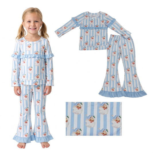 GLP3451 RTS baby girl clothes santa print toddler girl christmas outfit