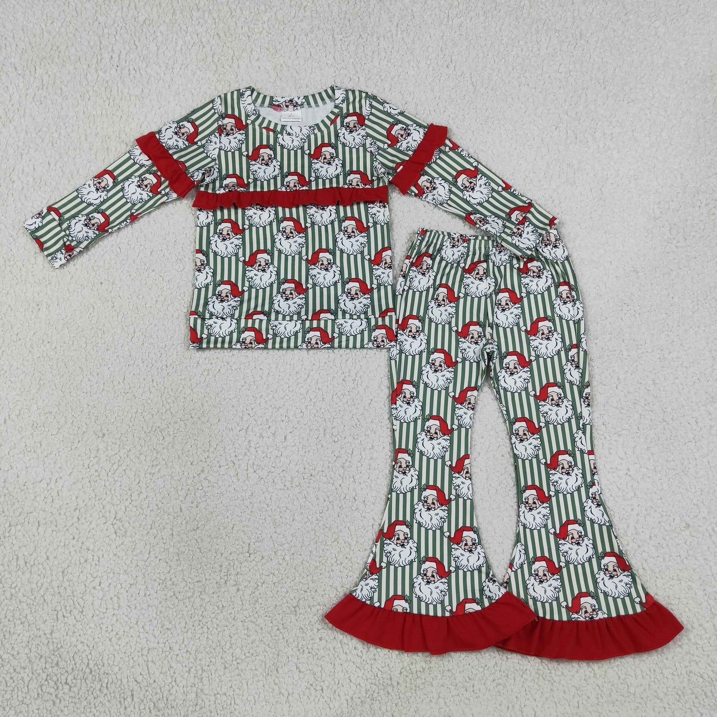 GLP3452 Christmas Santa Stripe Ruffles Girls Set