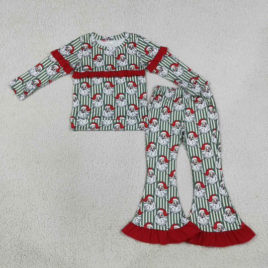 GLP3452 Christmas Santa Stripe Ruffles Girls Set