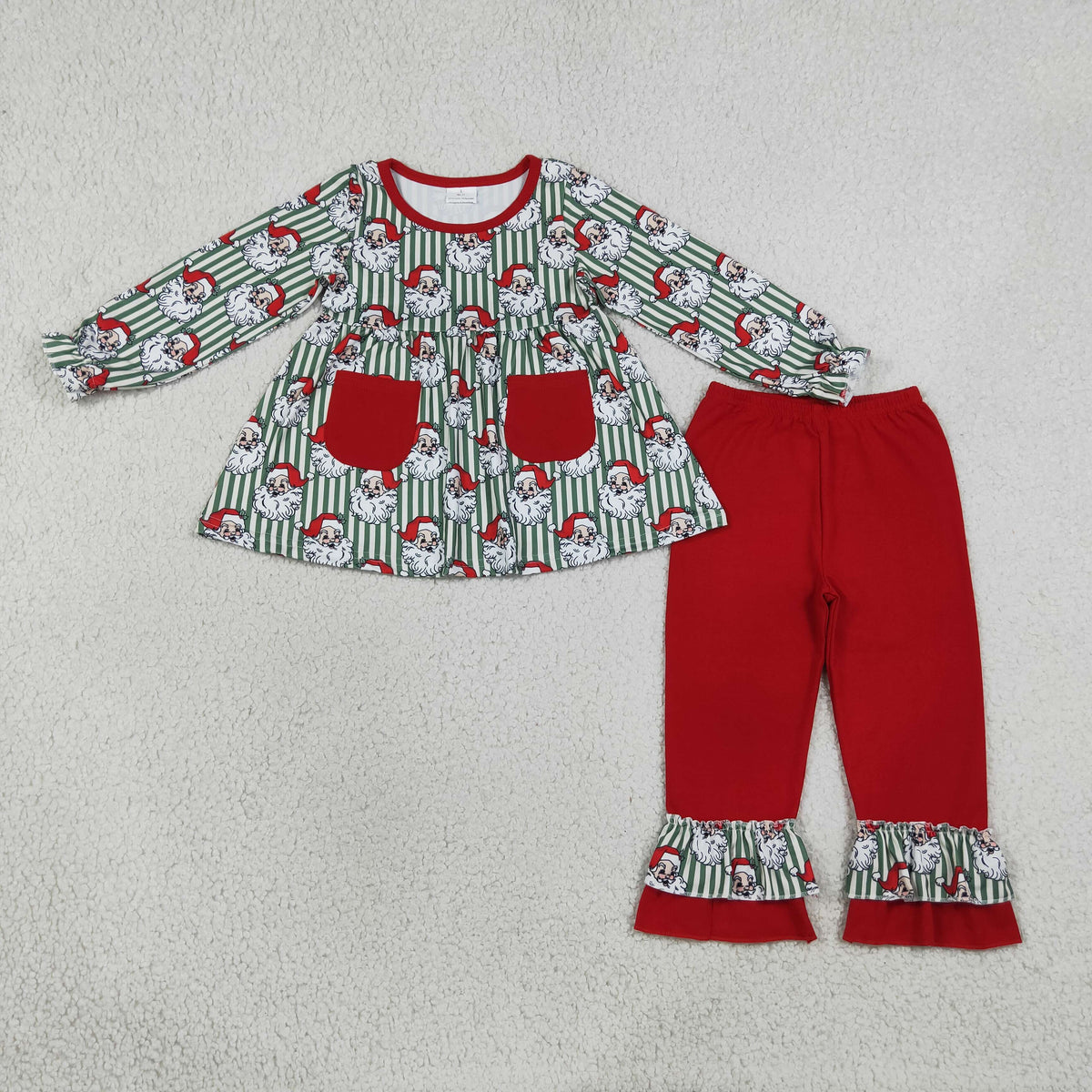 GLP3454 Christmas Santa Stripe Red Girls Set 202609 RTS
