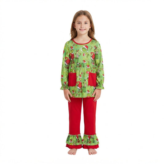 GLP3459 Christmas Green Animals Red Girls Set