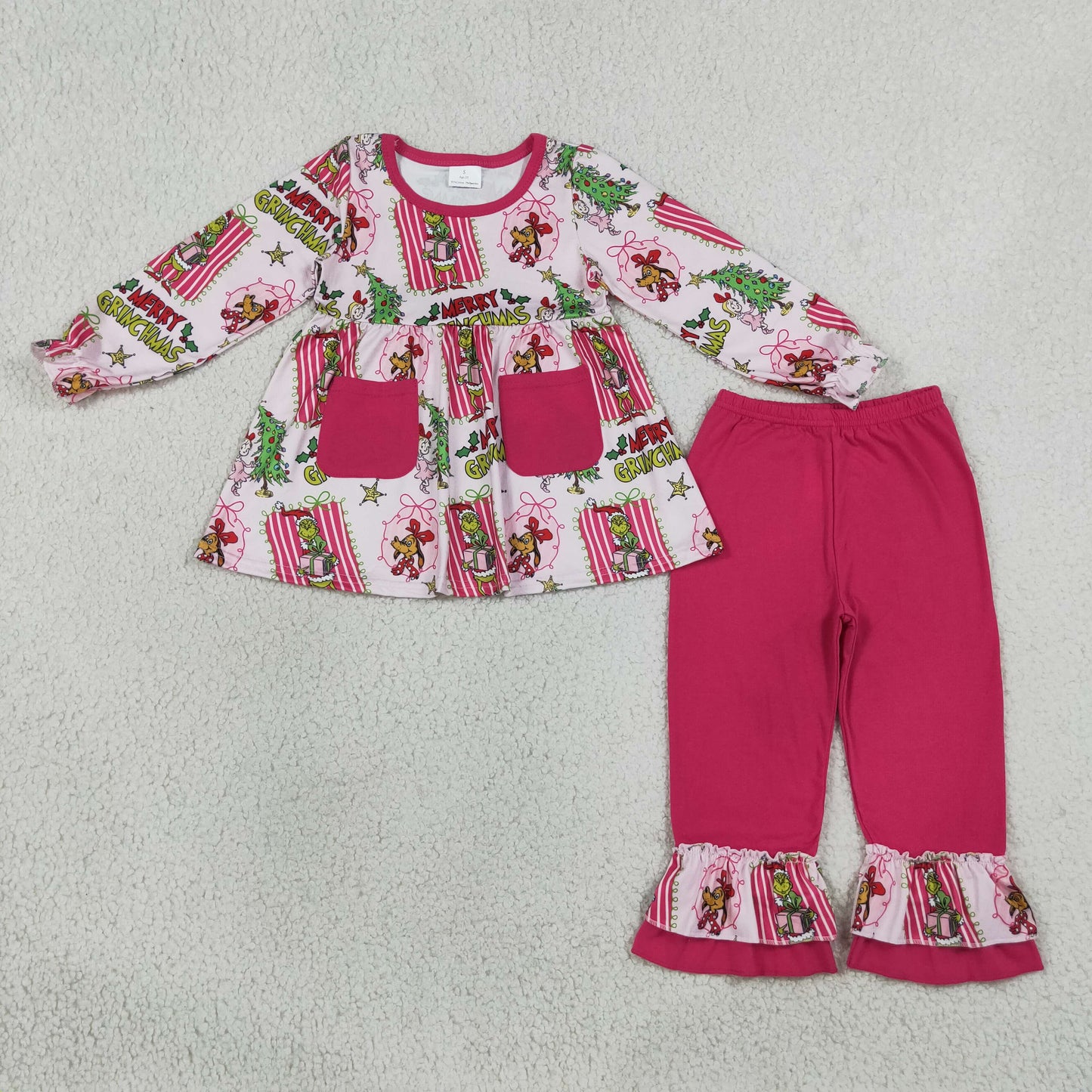RTS GLP3461 kids girl clothes cartoon girl christmas outfit pants set
