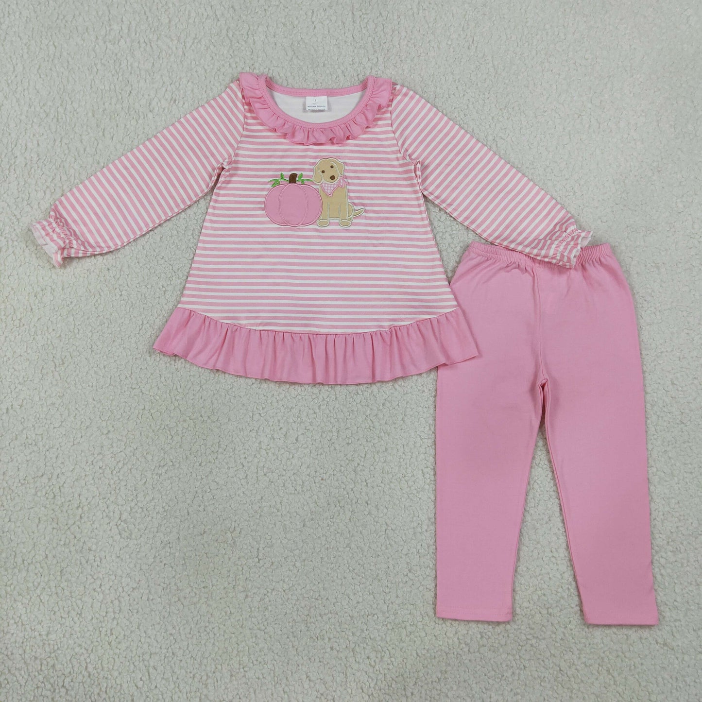 RTS GLP3480 baby girl clothes embroidery pumpkin print toddler girl fall outfit