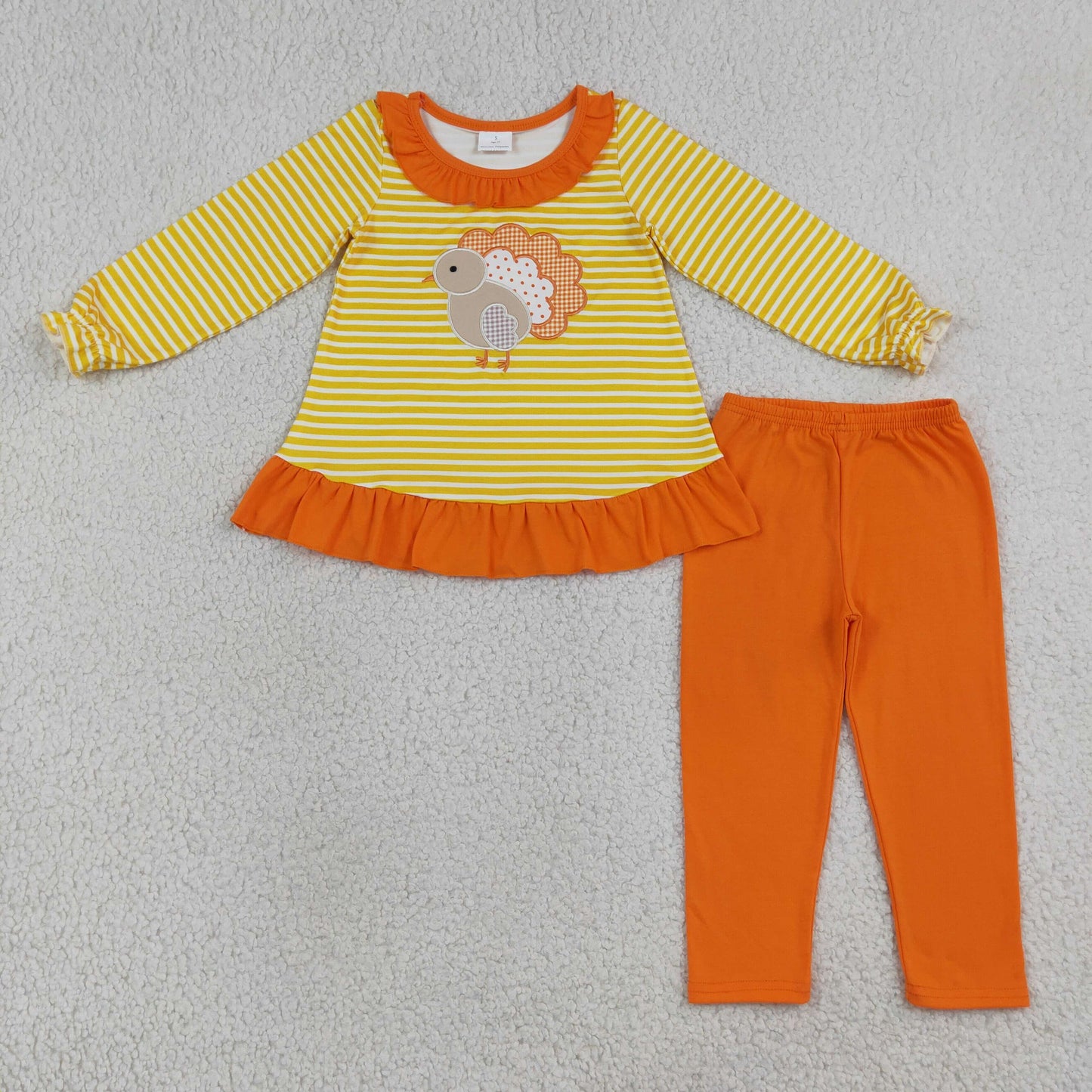 GLP3493 Thanksgiving Day Embroidery Turkey Ruffles Girls Outfits 202609 RTS