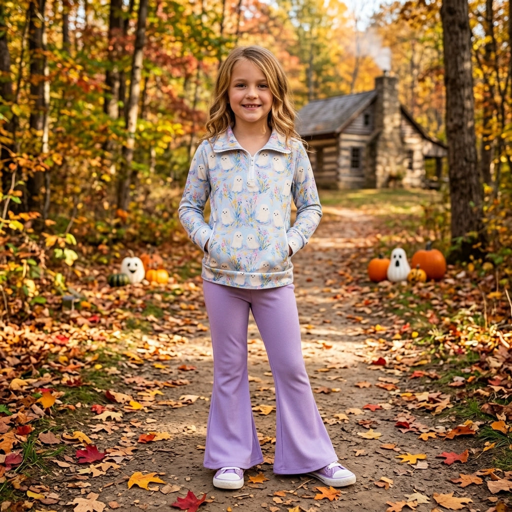 GLP3506 Halloween Ghost Purple Zipper Girls Set 202609 RTS
