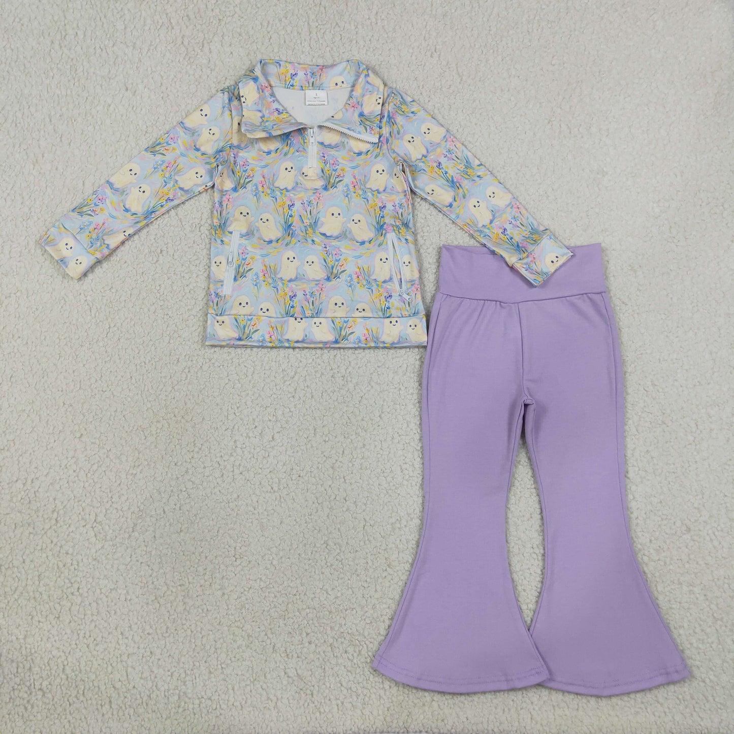 GLP3506 Halloween Ghost Purple Zipper Girls Set 202609 RTS