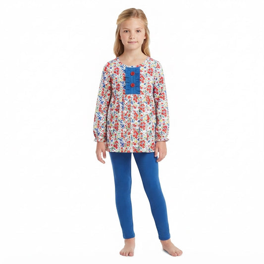 GLP3522 Floral Blue Ruffles Girls Set