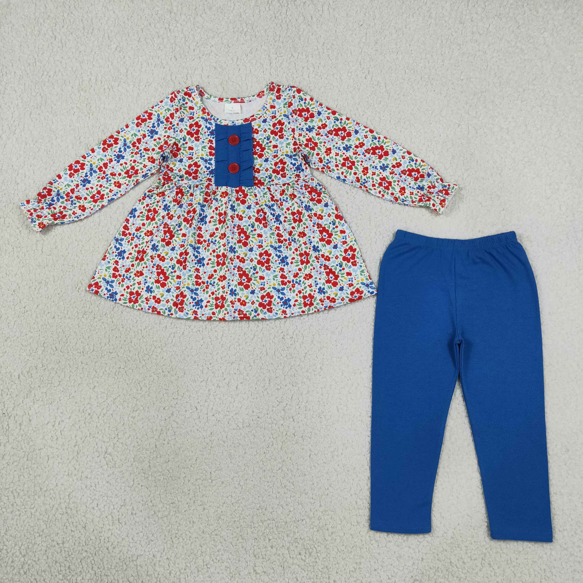 GLP3522 Floral Blue Ruffles Girls Set