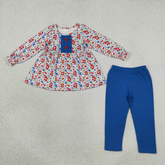 GLP3522 Floral Blue Ruffles Girls Set