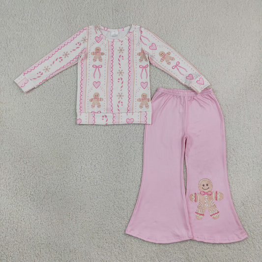 GLP3540 RTS baby girl clothes gingerbread man print toddler girl christmas outfit