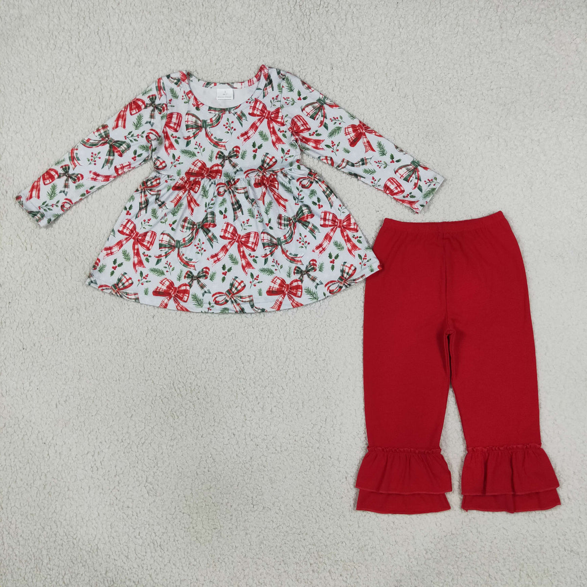 GLP3541 Christmas Coquette Bows Red Girls Set
