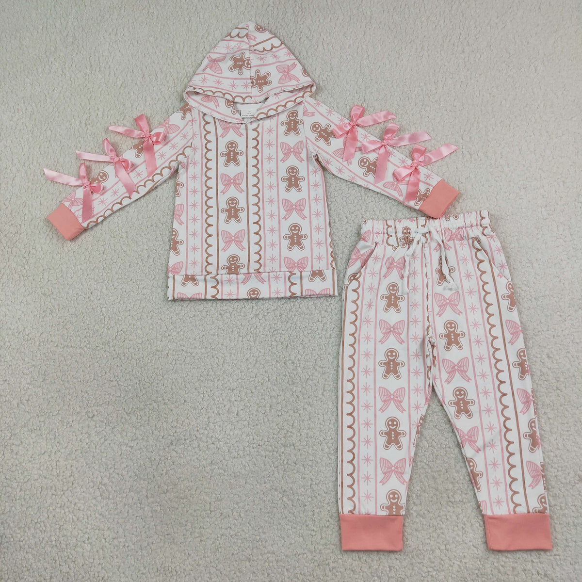 GLP3614 Christmas Gingerbread Bows Cute Girls Hoodie Outfits