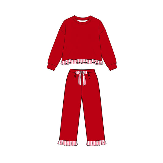 Preorder MOQ 5 Pcs Each Style Christmas Solid Color Thick Cotton Sweatshirt Girls Outfits 202608