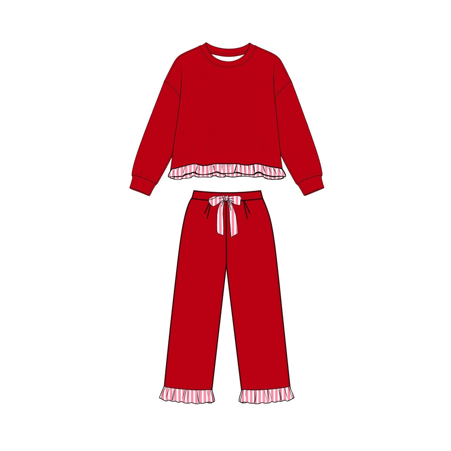 Preorder MOQ 5 Pcs Each Style Christmas Solid Color Thick Cotton Sweatshirt Girls Outfits 202608