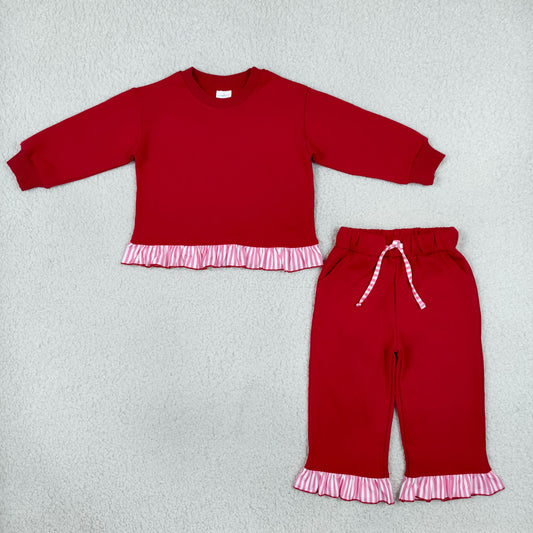 GLP3648 Christmas Solid Color Cotton Girls Set
