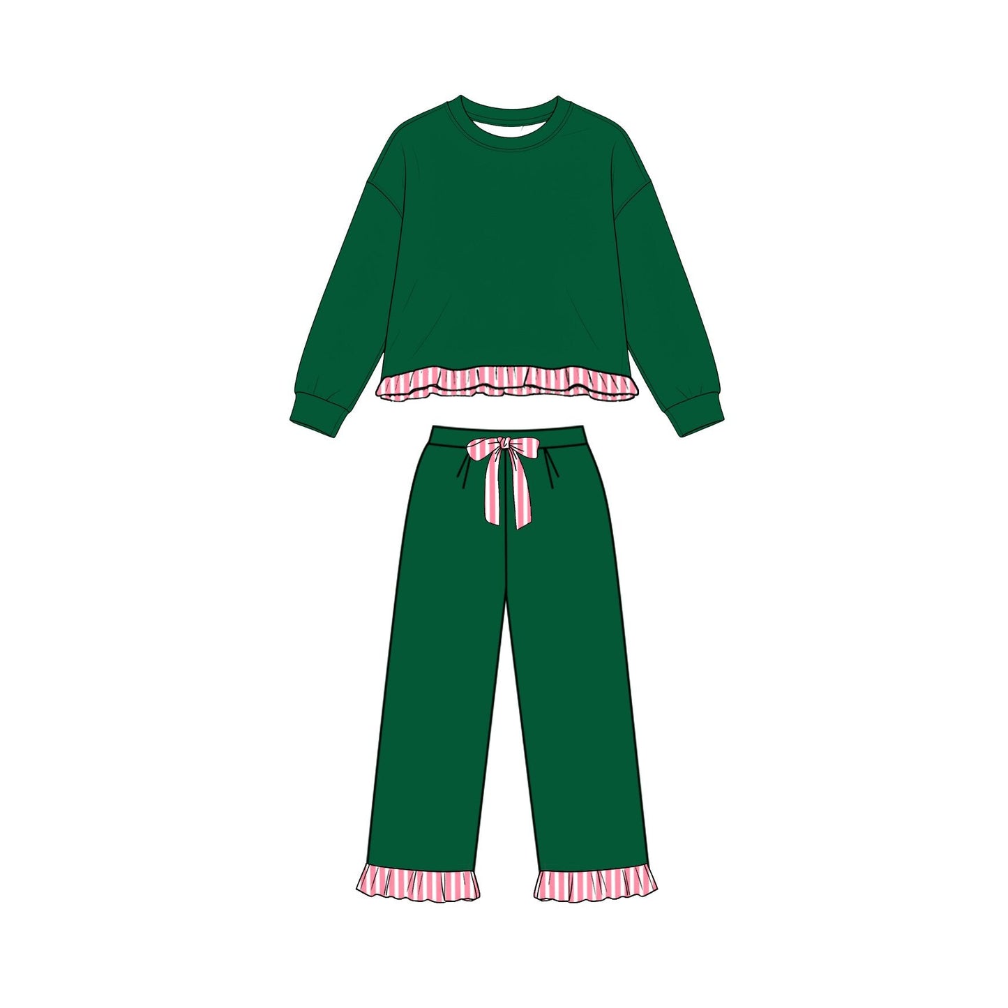 Preorder MOQ 5 Pcs Each Style Christmas Solid Color Thick Cotton Sweatshirt Girls Outfits 202608
