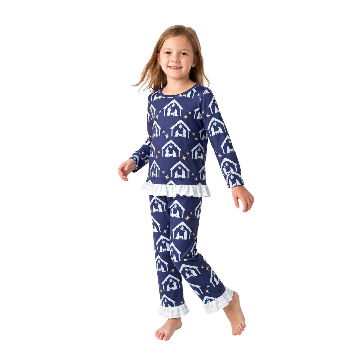 GLP3659 Christmas Jesus Ruffles Girls Pajamas Outfits
