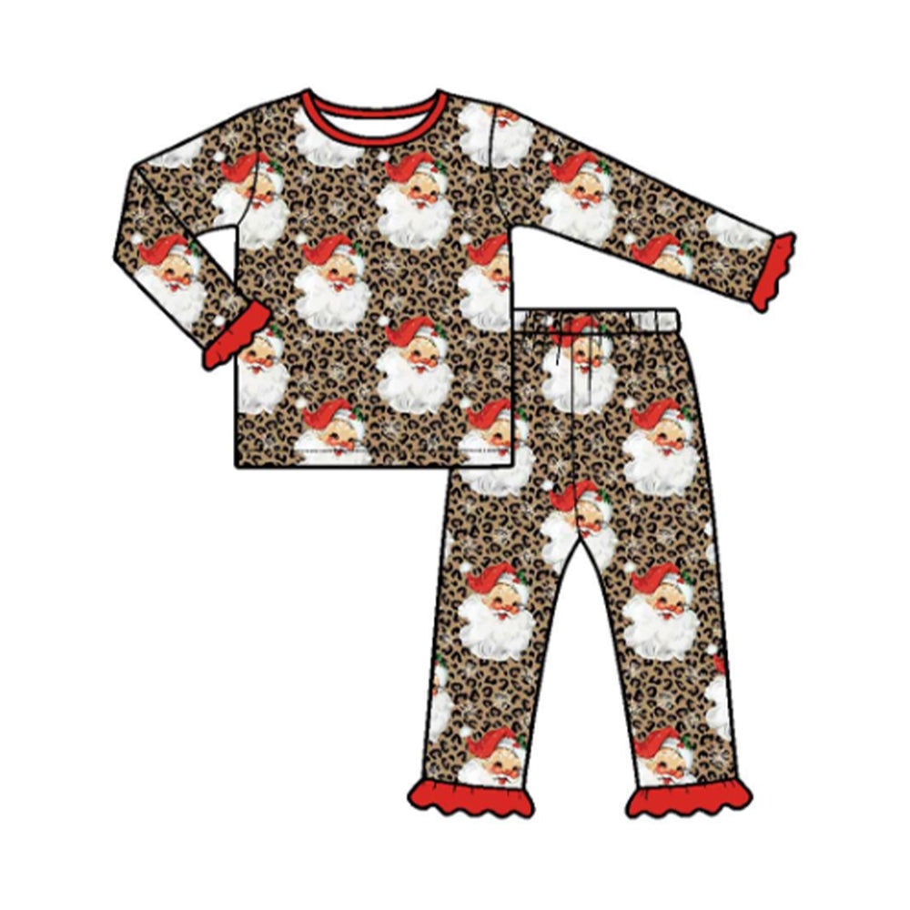 Preorder MOQ 5 pcs Each Style Christmas Santa Leopard Kids Matching Clothes