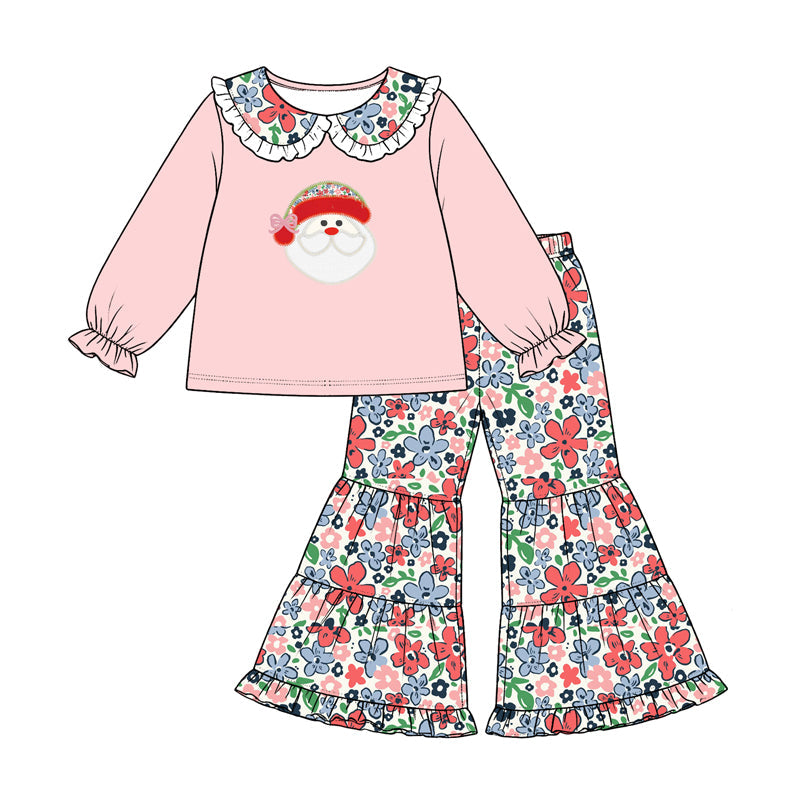 Preorder MOQ 5 pcs Each Style Christmas Santa Flower Kids Matching Clothes