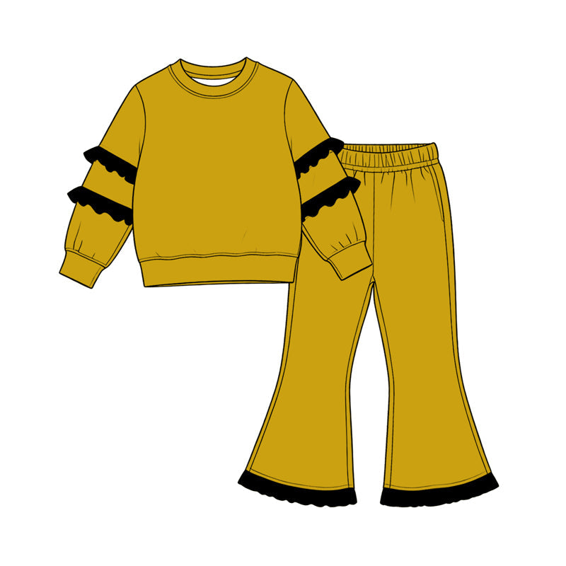 Preorder MOQ 5 pcs Each Color Solid Color Ruffles Girls Set-2026.8.20