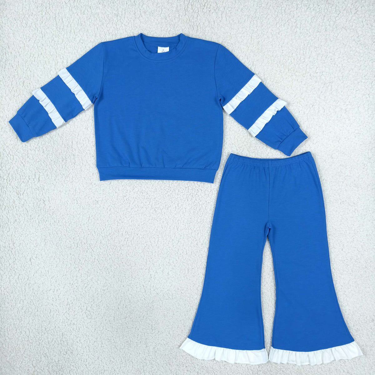 GLP3719 Solid Color Blue Ruffles Girls Set