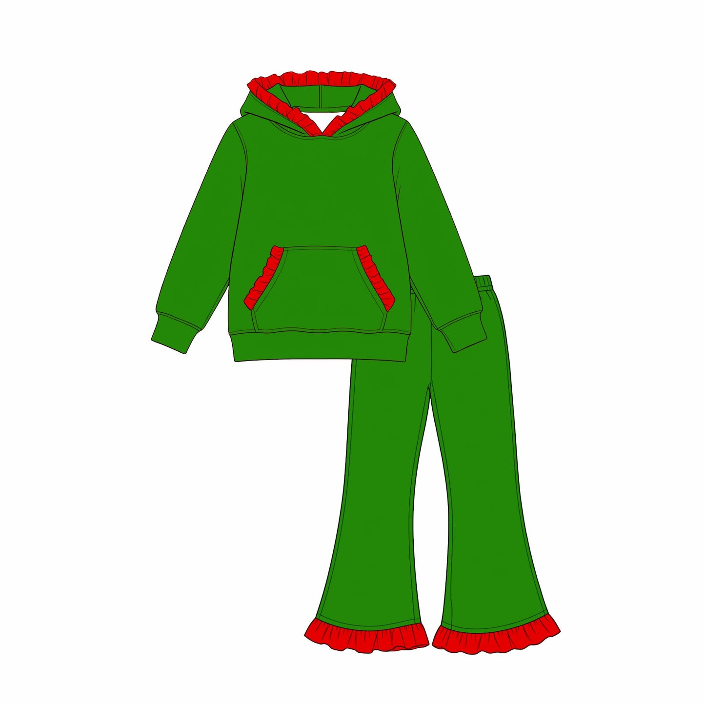 MOQ 5 pcs pre-order Each Color Ruffles Christmas Girls Hoodie Set-2026.8.22