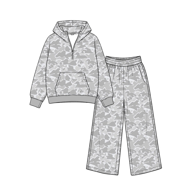 Preorder MOQ 5 pcs Each Style Hunting Camo Hoodie Girls Set-2026.8.26