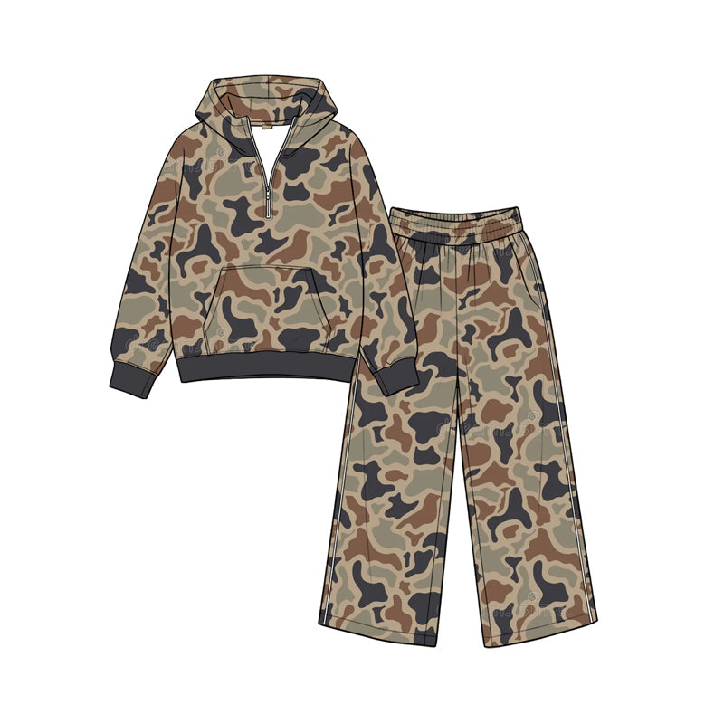 Preorder MOQ 5 pcs Each Style Hunting Camo Hoodie Girls Set-2026.8.26