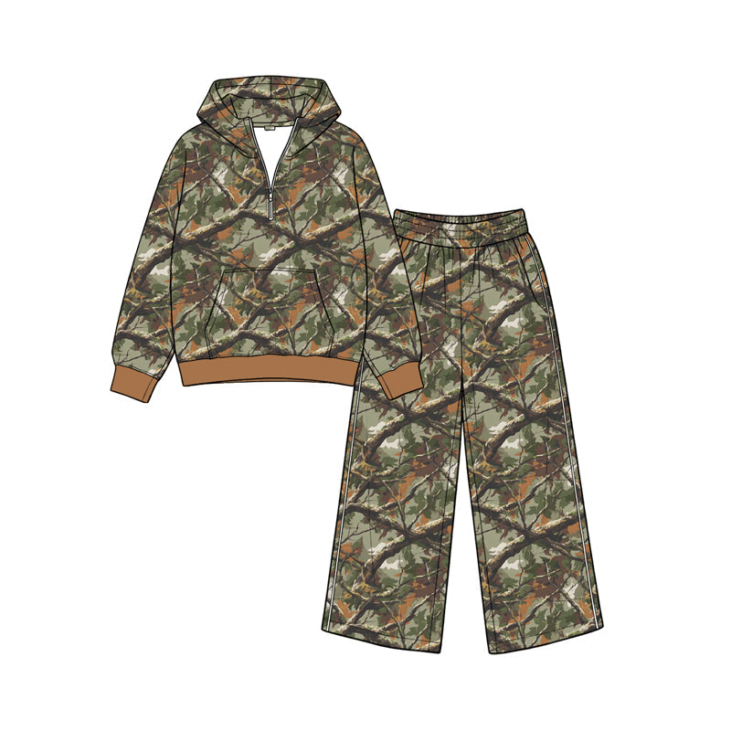 Preorder MOQ 5 pcs Each Style Hunting Leaves Hoodie Girls Set-2026.8.26