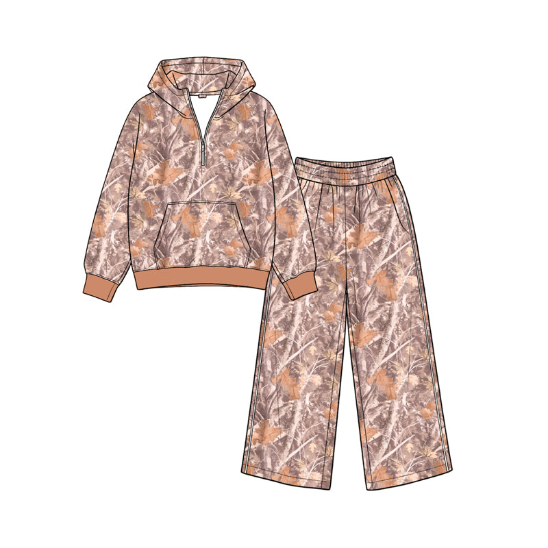 Preorder MOQ 5 pcs Each Style Hunting Leaves Hoodie Girls Set-2026.8.26